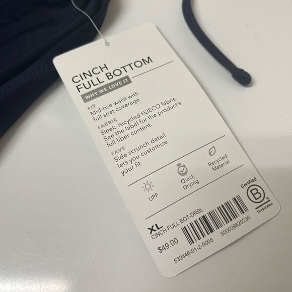 NWT Athleta Cinch Full Bottom Bikini Bottoms in Navy Blue SZ XL - Picture 5 of 5